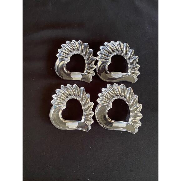 Crystal Heart Napkin Rings Set of 4 | Gorham Esprit West Germany - Picture 4 of 5